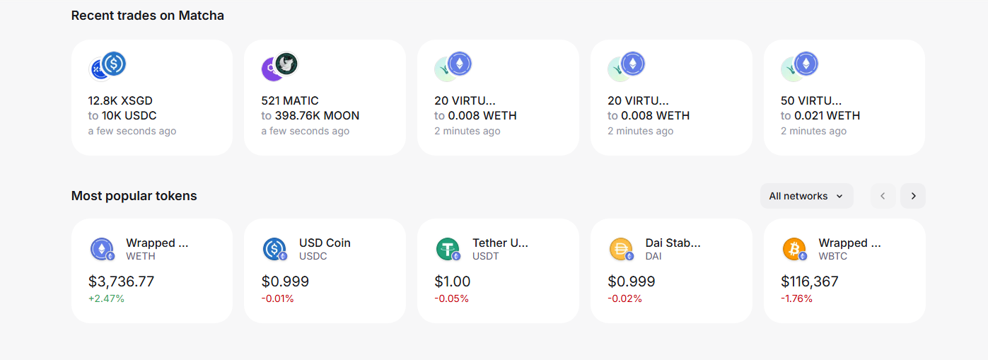 Matcha Swap Dashboard